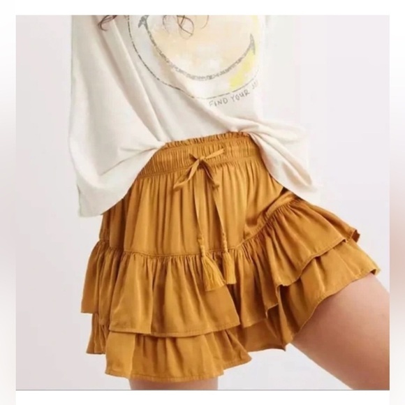 Aerie Sweet 'N' Silky Mini Skirt in honey gold small - Picture 1 of 5